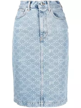 Джинсовая юбка с логотипом Off-White, синий