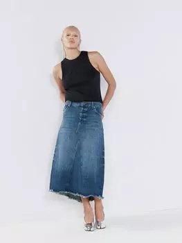Джинсовая юбка с необработанным краем и органическим хлопком «рыбий хвост» Raey, синий