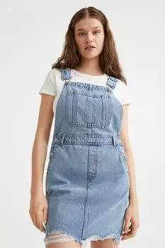 Джинсовая юбка с подтяжками H&amp;M, синий деним