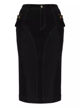 Джинсовая юбка с пряжкой Versace Jeans Couture, черный