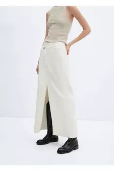 Джинсовая юбка с разрезом Mango, экрю