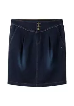 Джинсовая юбка с широким поясом и складками-коробками sheego, цвет Blue Black Denim
