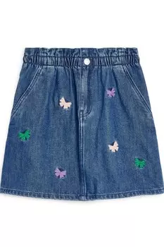 Джинсовая юбка с вышивкой Arket, синий