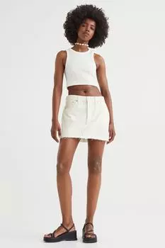 Джинсовая юбка с заниженной талией H&M, белый