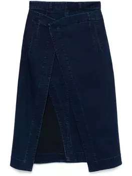 Джинсовая юбка с запахом Tibi, синий