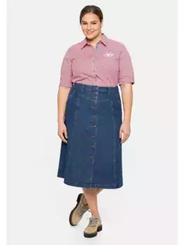 Джинсовая юбка Sheego "больших размеров" из мягкого хлопка, с высоким поясом, синий