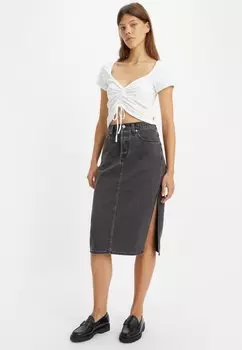 Джинсовая юбка SIDE SLIT SKIRT Levi's, цвет washed noir black