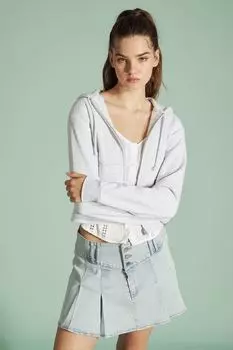 Джинсовая юбка со складками H&M, светло-голубой деним