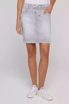 Джинсовая юбка SOCCX с завязками, серый