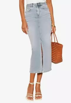 Джинсовая юбка SPLIT FRONT MIDI - Pencil skirt Friends Like These, синий