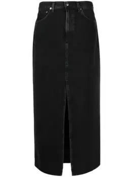 Джинсовая юбка средней посадки AGOLDE, черный
