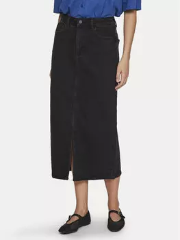 Джинсовая юбка стандартного кроя Vila, черный