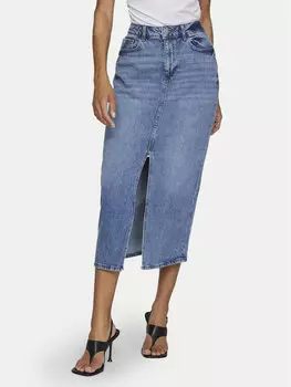 Джинсовая юбка стандартного кроя Vila, синий