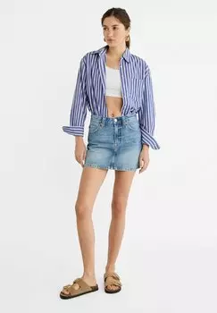 Джинсовая юбка Stradivarius, синий деним