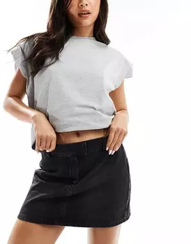 Джинсовая юбка строгого кроя ASOS DESIGN черного цвета