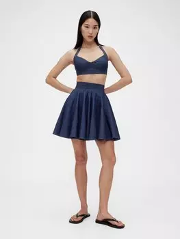 Джинсовая юбка STUDIO PLEATED MINI SKIRT THOMAS GAP, синий
