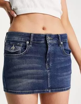 Джинсовая юбка Topshop Y2K насыщенного синего цвета