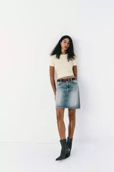 Джинсовая юбка trf ZARA, синий