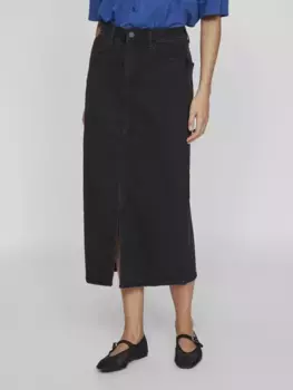Джинсовая юбка Vila "VIJAF HW MIDI DENIM SKIRT-NOOS", цвет Black Denim Detail:Wash Vila-221