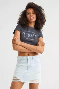 Джинсовая юбка в стиле 90-х H&amp;M, светло-голубой деним