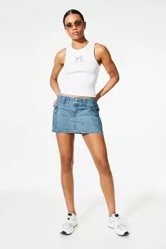 Джинсовая юбка в стиле милитари H&M, джинсовый синий