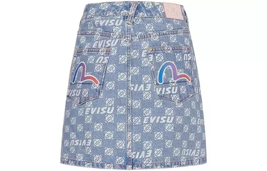 Джинсовая юбка женская джинсовая синяя по всей земле Evisu