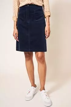 Джинсовая вельветовая юбка Melody из натурального хлопка White Stuff, синий