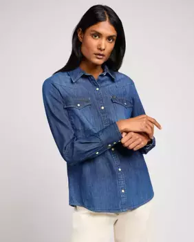 Джинсовая женская рубашка с длинным рукавом Lee, синий