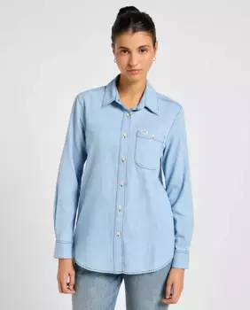 Джинсовая женская рубашка с нагрудным карманом Lee, светло-голубой