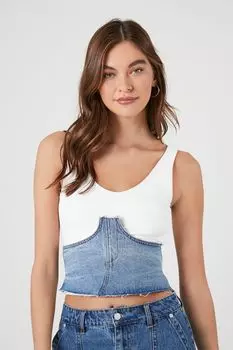 Джинсовое бюстье под грудью на шнуровке Forever 21, деним