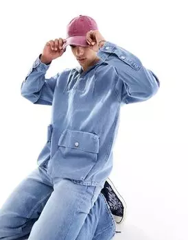 Джинсовое худи оверсайз синего цвета ASOS DESIGN