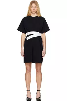 Джинсовое миди-платье с лентами Mm6 Maison Margiela, черный