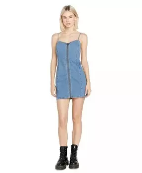 Джинсовое мини-платье Juniors' Stone Step с молнией спереди Volcom, синий