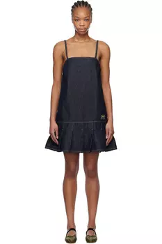 Джинсовое мини-платье на бретелях Ganni, цвет rinse