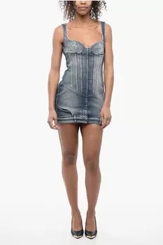 Джинсовое мини-платье Off-White Sweetheart, синий