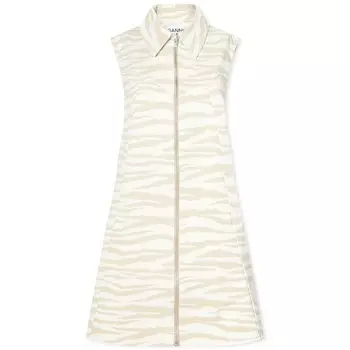 Джинсовое мини-платье с принтом Ganni, хаки