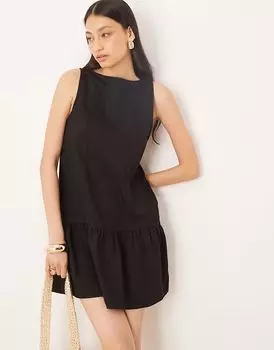 Джинсовое мини-платье с заниженной талией ASOS DESIGN, черное выбеленное