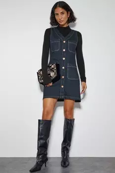 Джинсовое мини платье сарафан Pia Monsoon, синий