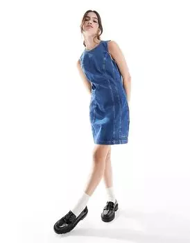 Джинсовое мини-платье со швами средней степени стирки Tommy Jeans