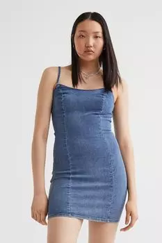 Джинсовое облегающее платье H&amp;M, синий деним