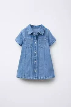 Джинсовое облегающее платье ZARA, средне-синий