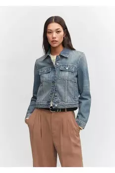 Джинсовое пальто с карманами Mango, синий