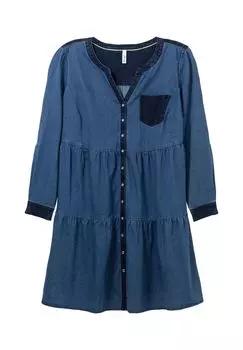 Джинсовое платье А-силуэта с контрастными деталями sheego, цвет Blue Denim