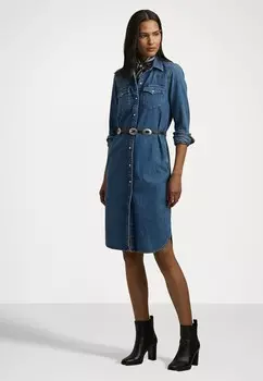 Джинсовое платье BELTED DENIM SHIRTDRESS Ralph Lauren, синий деним