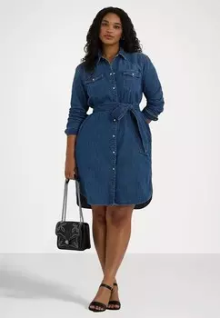 Джинсовое платье BELTED DENIM SHIRTDRESS Ralph Lauren, синий деним
