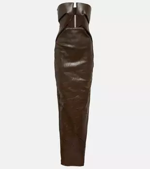Джинсовое платье без бретелек с покрытием Rick Owens, коричневый