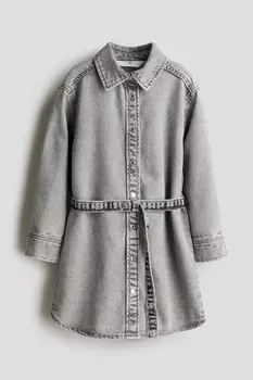 Джинсовое платье-блузка H&M, серый