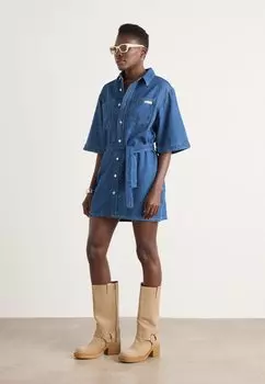 Джинсовое платье BOXY BELTED SHIRT DRESS Calvin Klein Jeans, цвет Denim Medium