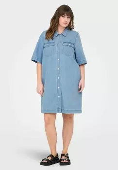 Джинсовое платье CARBELLE KURZES ONLY Carmakoma, цвет Light Blue Denim