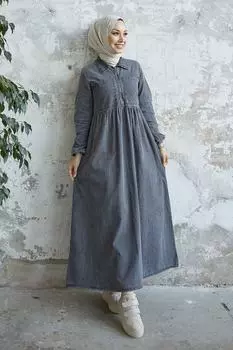 Джинсовое Платье Daniel с Двойными Карманами - Серый InStyle